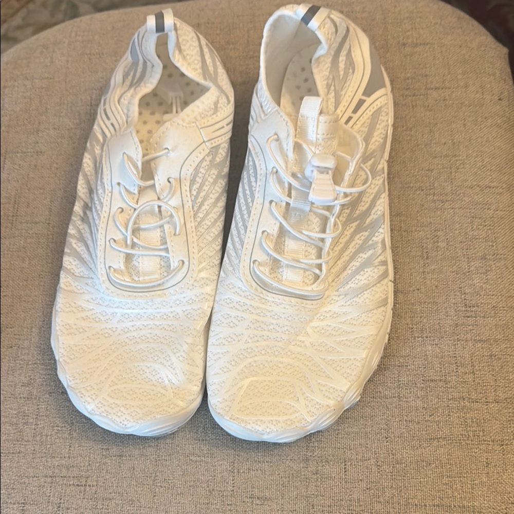 White and Gray Textured Sneakers